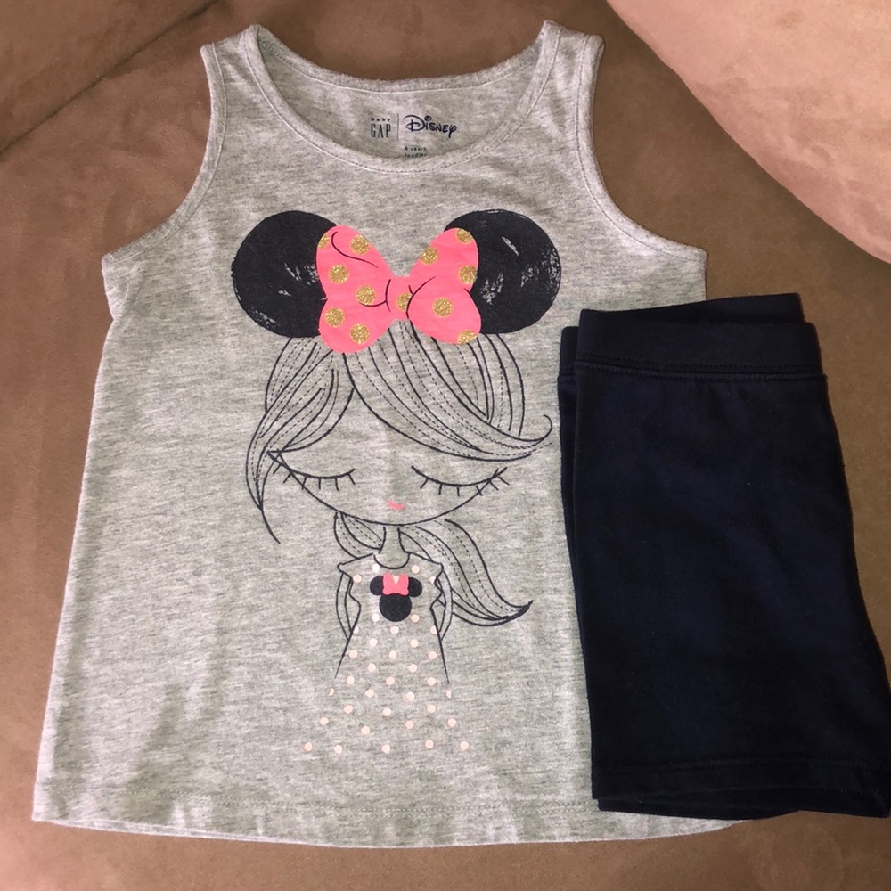 Gap Disney Minnie Ears tank top with bike shorts